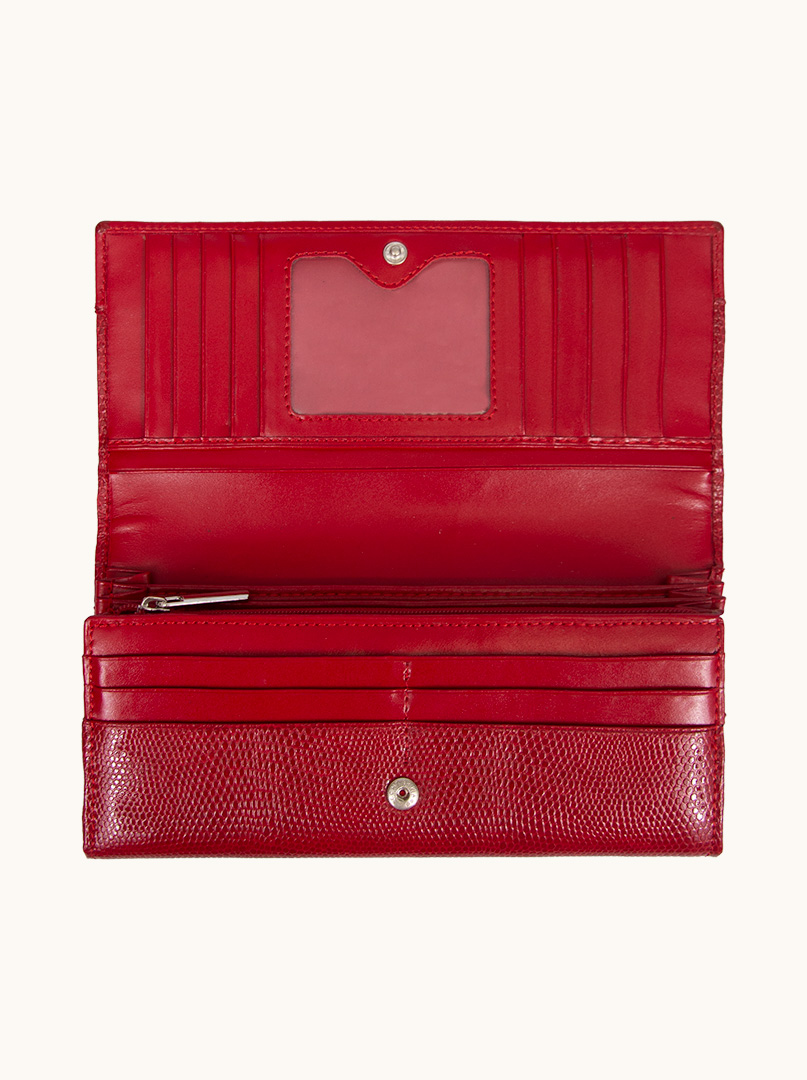 Large red Allora cowhide leather wallet - Allora image 4