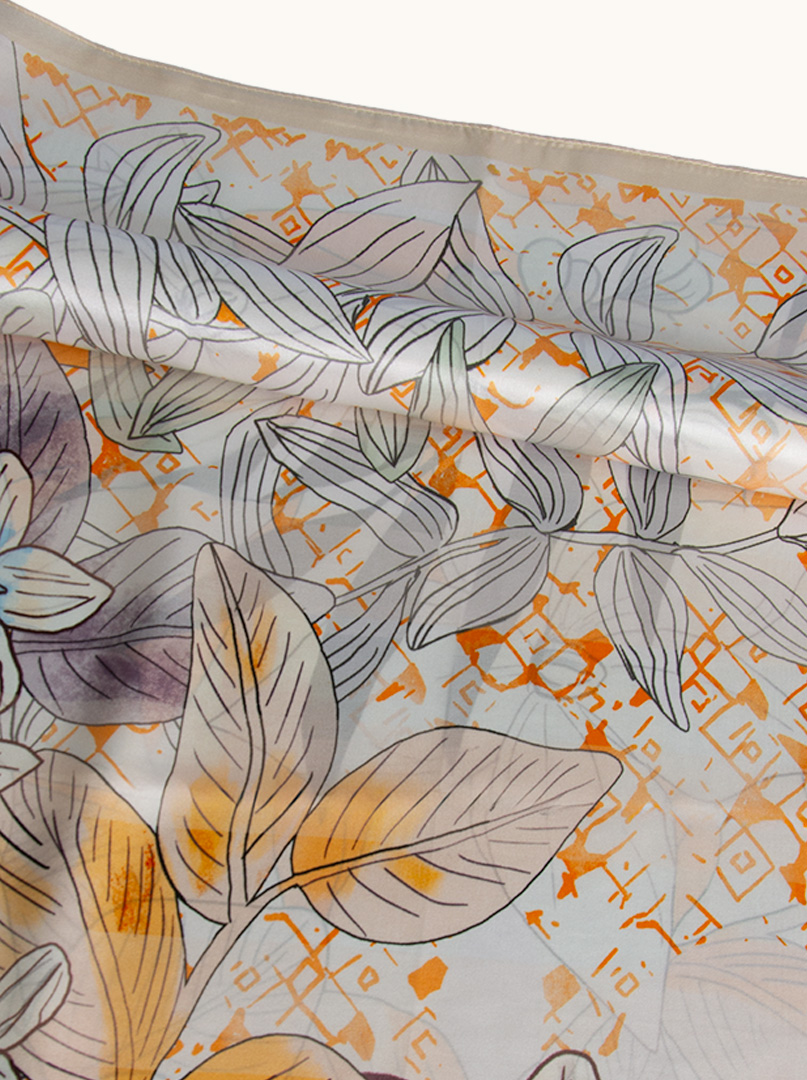 Large floral silk scarf 90cm x 90cm image 3