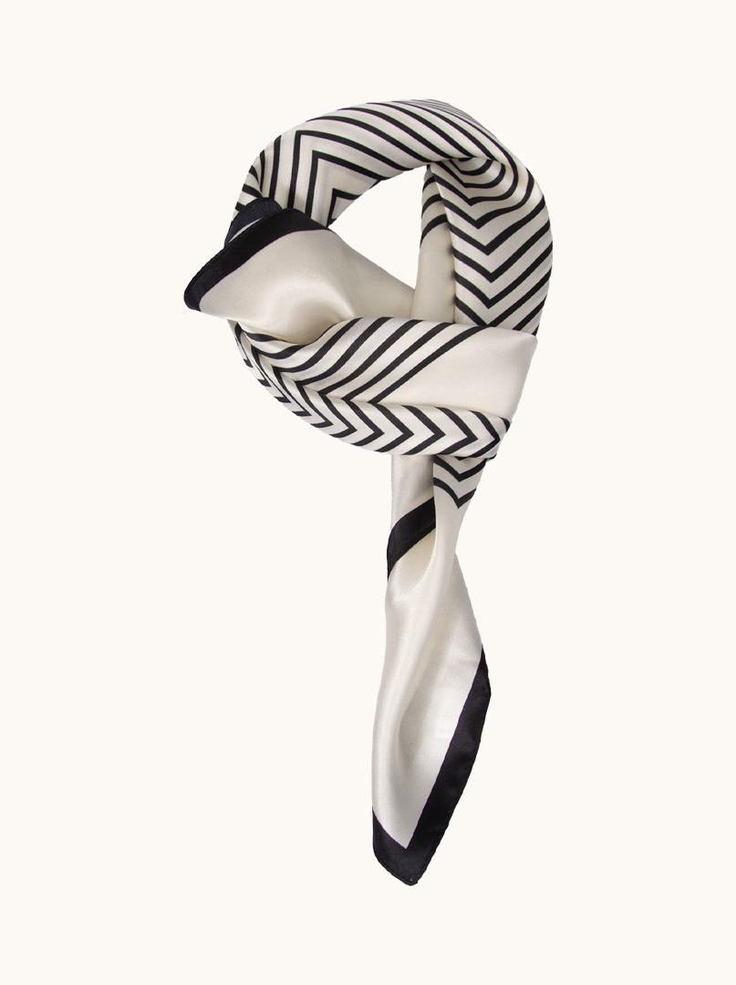 Black and white striped silk scarf 70 cm x 70 cm image 1