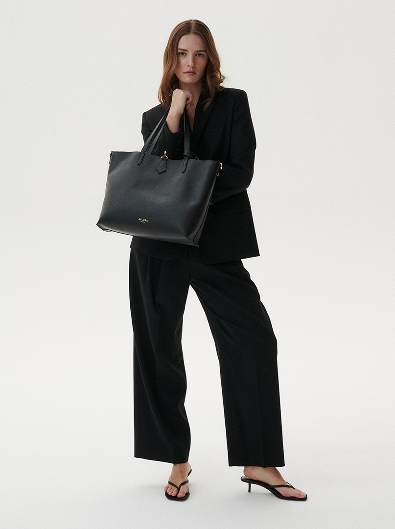 Women's large leather bag Allora black 3in1 - shopper with pouches image 1