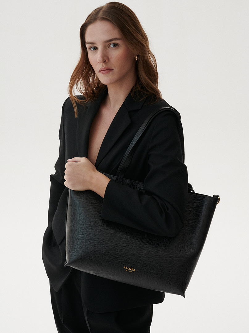 Women's large leather bag Allora black 3in1 - shopper with pouches image 2