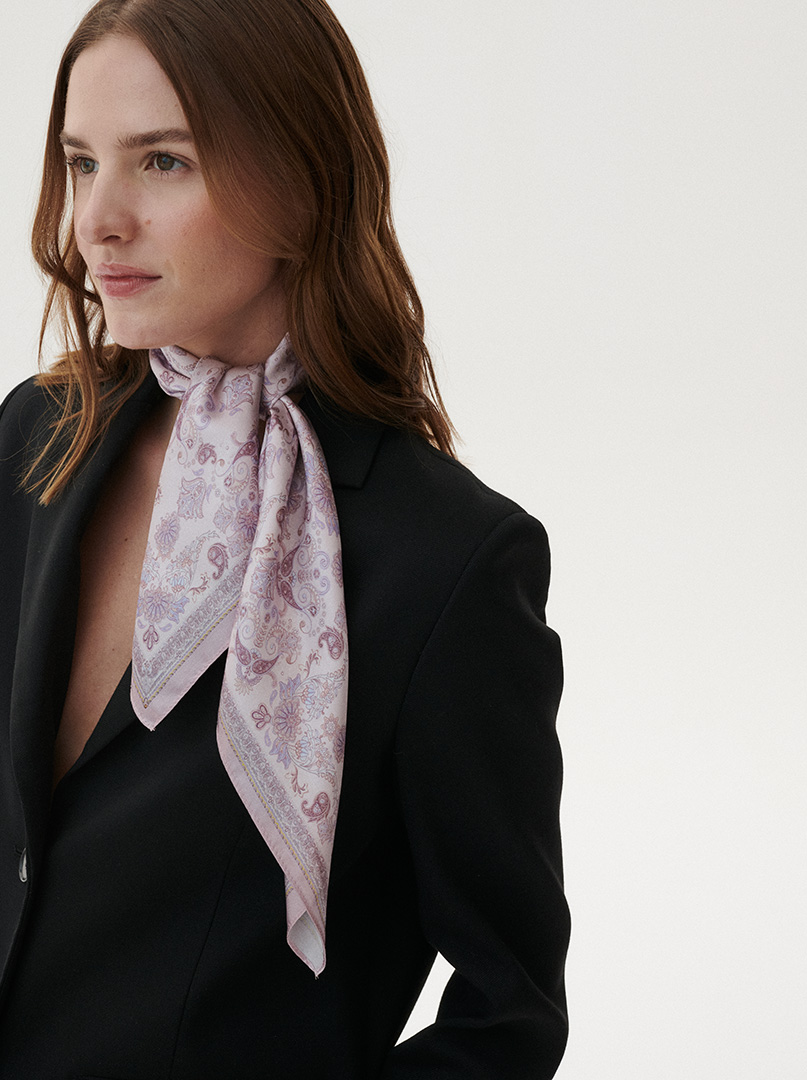 Silk scarf in pastel paisley 70cm x 70cm image 1