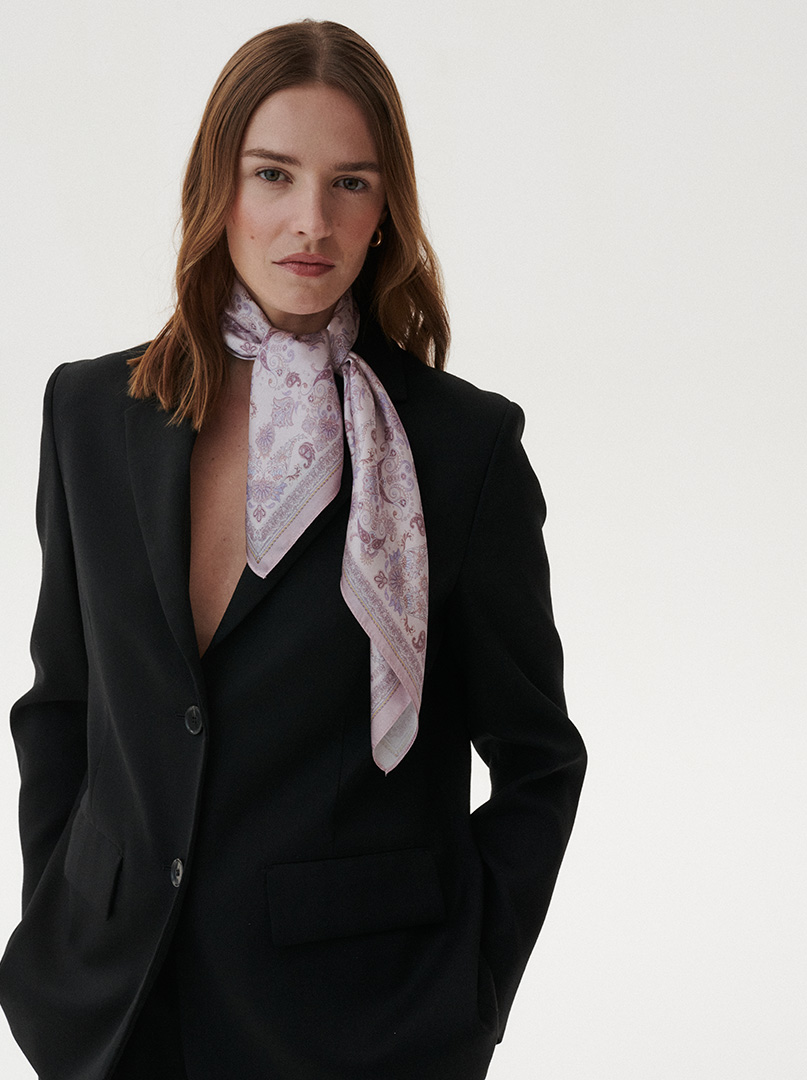 Silk scarf in pastel paisley 70cm x 70cm image 2