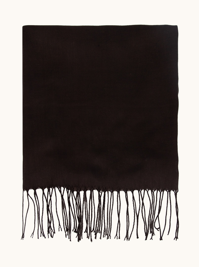 Chocolate viscose scarf with tassels 70 cm x 180 cm image 1