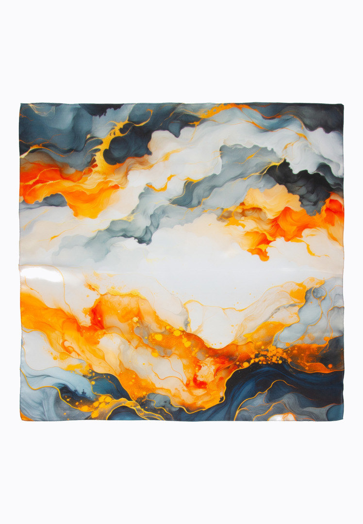 Small silk scarf blue color explosion 53cm x53cm image 4