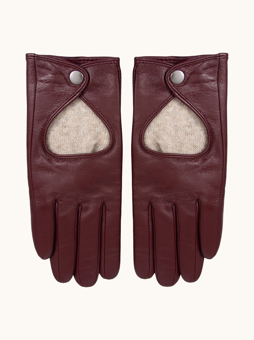 PREMIUM burgundy leather gloves with clasp. image 1