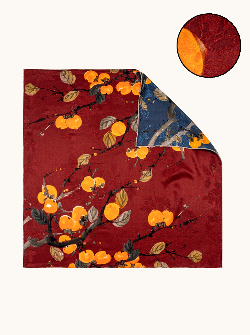 Double-sided silk scarf Lemon Garden 68cm x 68cm image 1