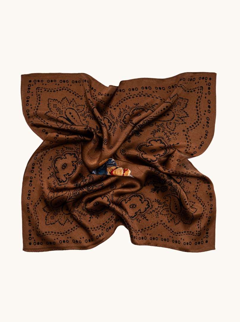 Small women's silk scarf with herringbone pattern, 53 cm x 53 cm image 3