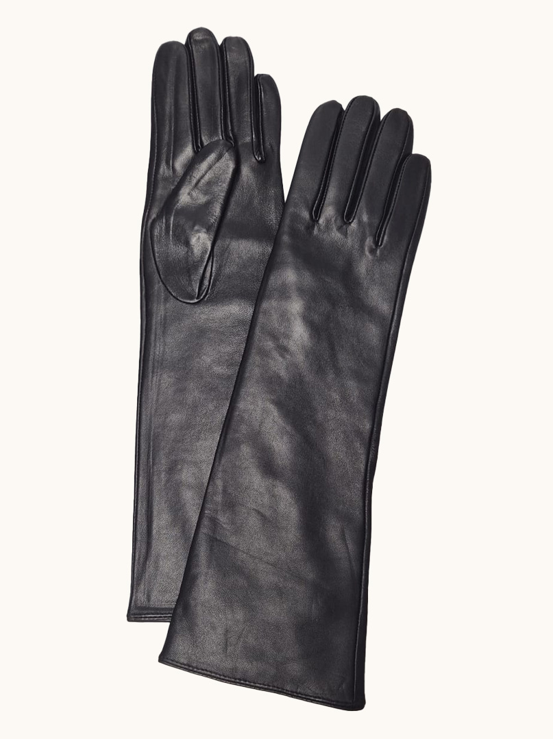 Classic long black leather gloves image 1