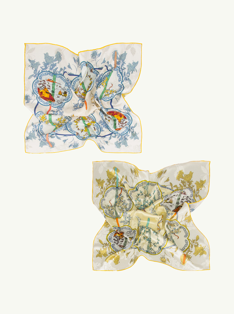 Double-sided silk scarf Lemon Garden 68cm x 68cm image 3