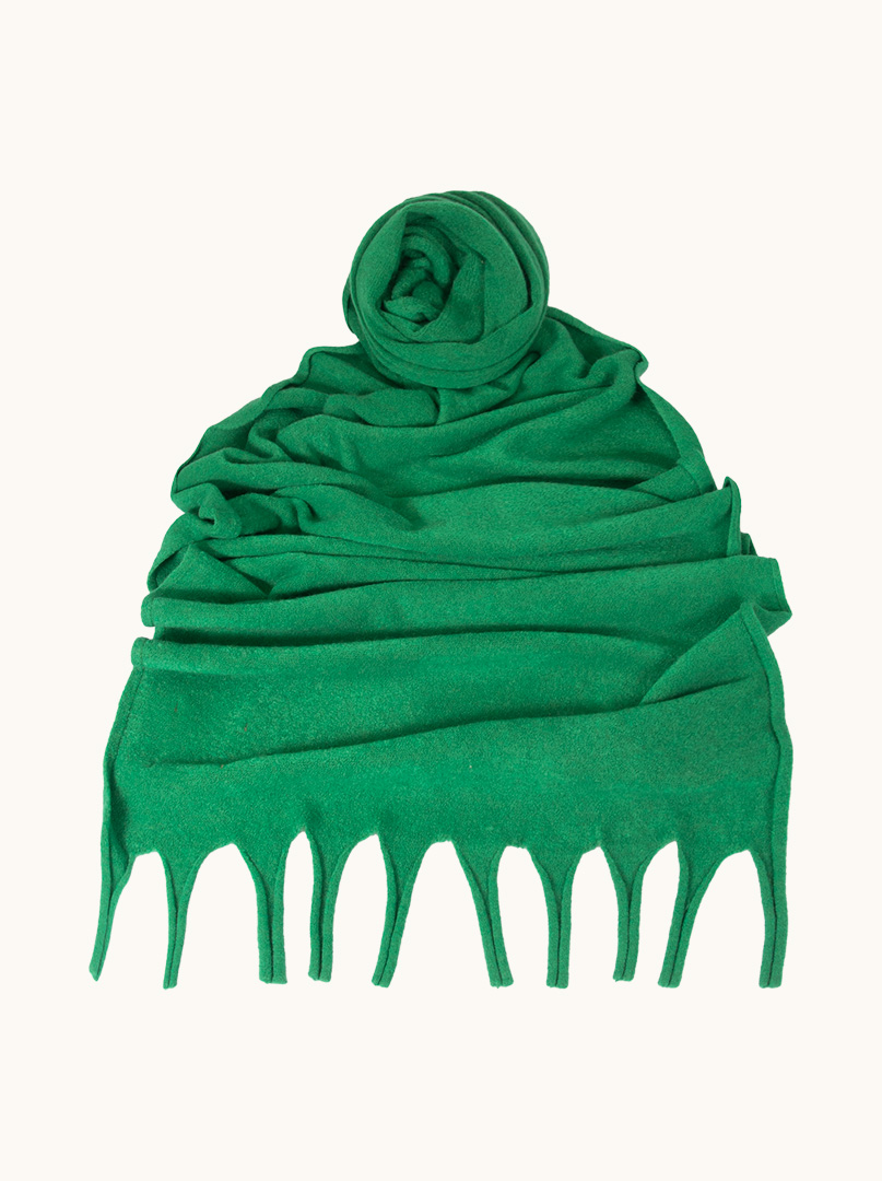 Green scarf with tassels 55 cm x 280 cm image 1