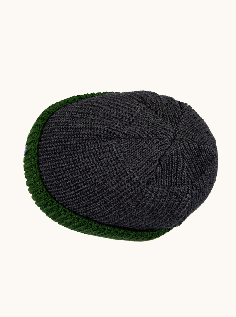 Warm navy blue docker cap with green turn-up Hammburg image 3