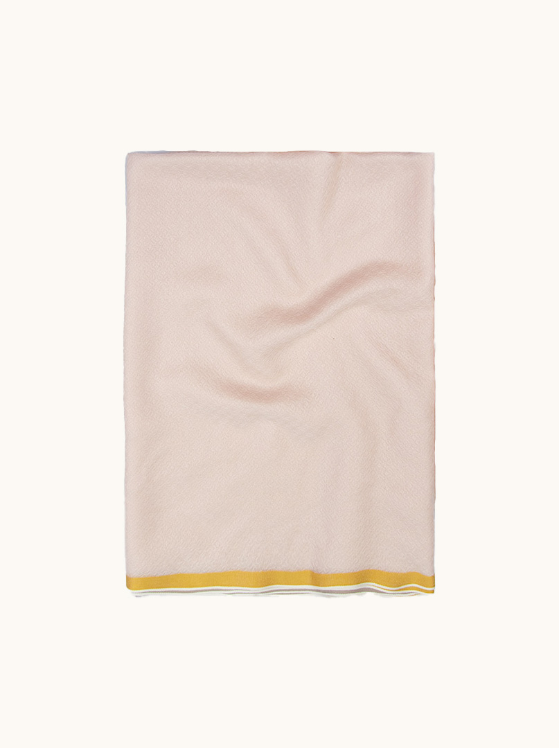 Delicate, exclusive pink cashmere scarf with brown and yellow trim PREMIUM image 4