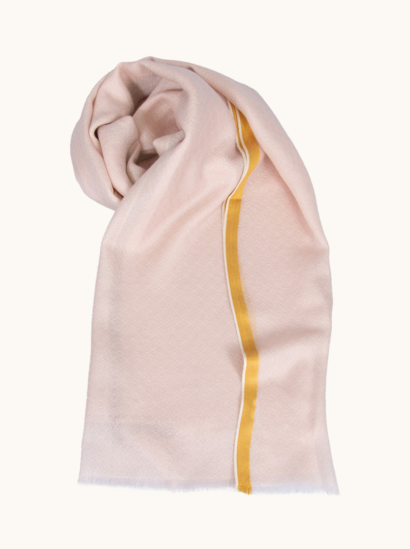 Delicate, exclusive pink cashmere scarf with brown and yellow trim PREMIUM image 3