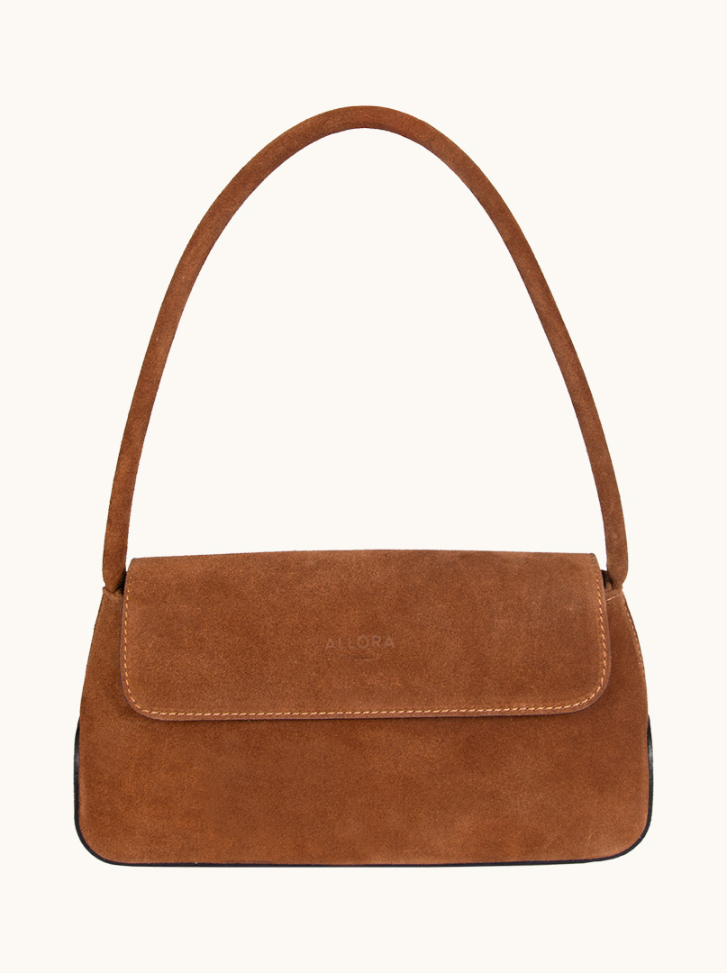 Suede baguette bag Allora caramel - elegant shoulder bag image 3