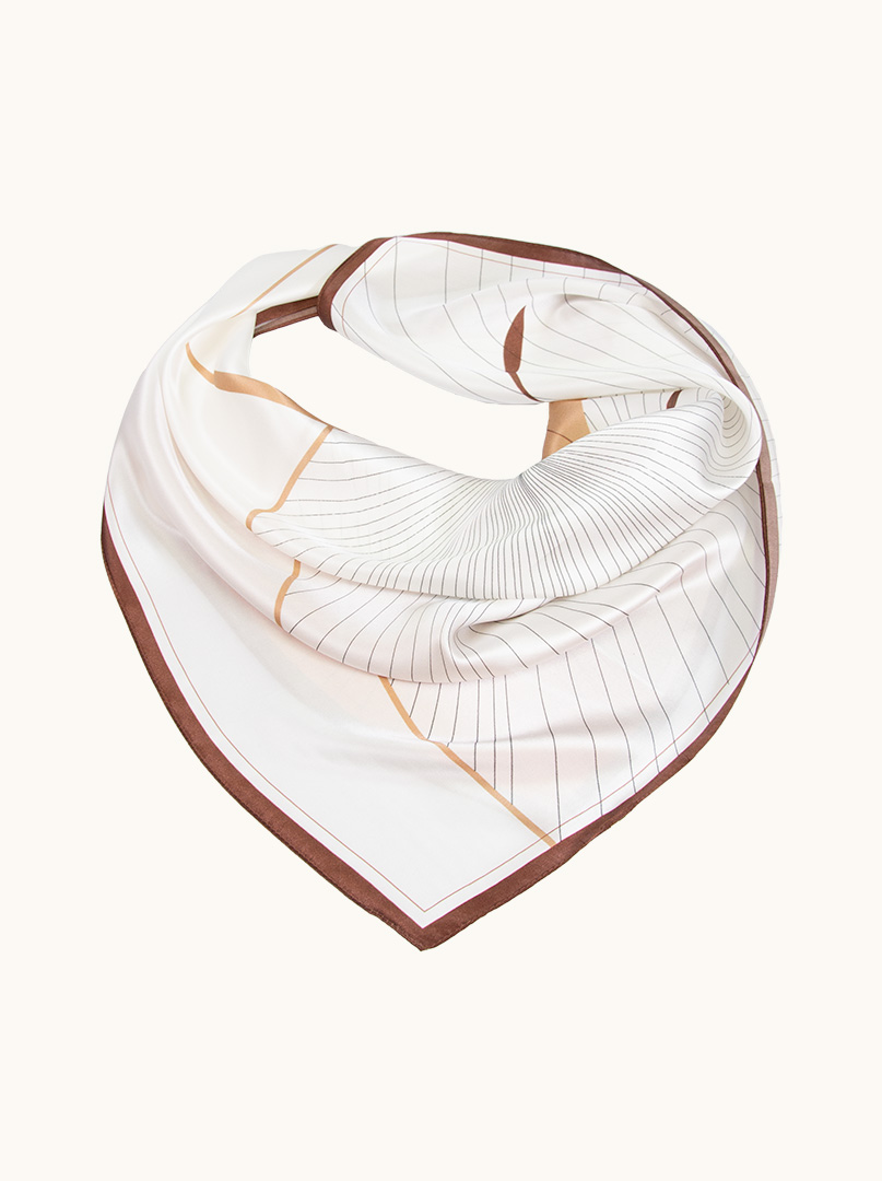 Small silk women's scarf with floral pattern, 53 cm x 53 cm image 1
