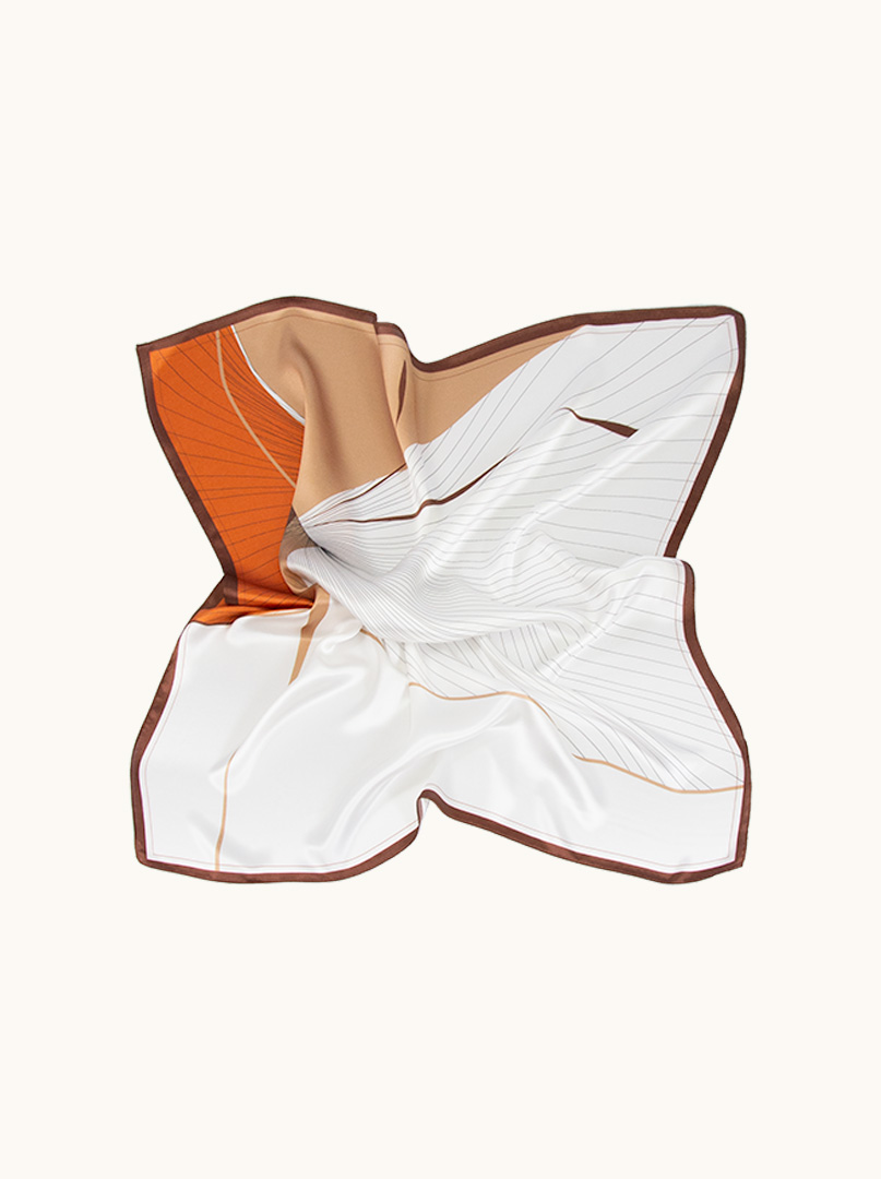 Small silk women's scarf with floral pattern, 53 cm x 53 cm image 2
