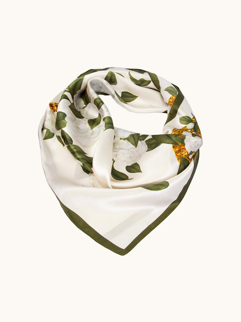 Small women's silk scarf with herringbone pattern, 53 cm x 53 cm image 1