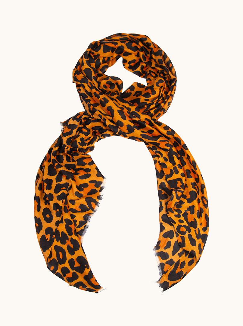 Scarf 100% viscose in leopard print 90 cm x 180 cm image 1