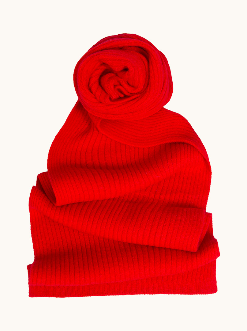 Striped red scarf 35 cm x 200 cm image 1