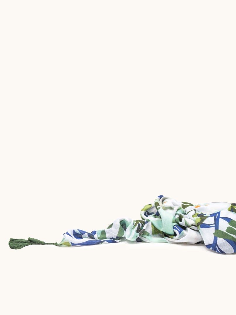  Lightweight tropical print shawl with fringe 90cm x 190cm image 4