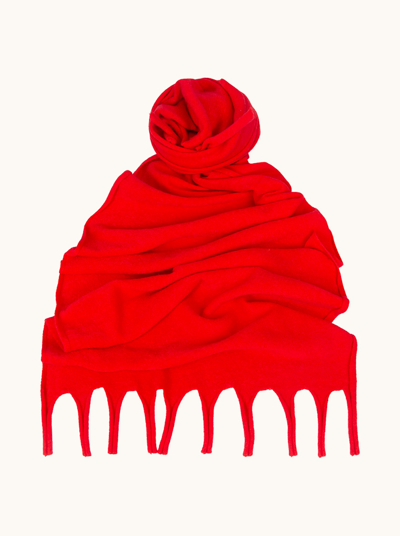 Red scarf with tassels 55 cm x 280 cm image 1