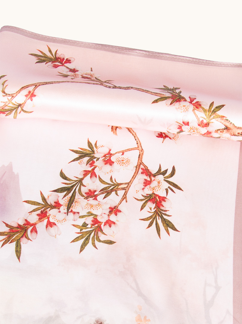 Small silk gavroshka pink floral scarf 53cm x53cm image 4