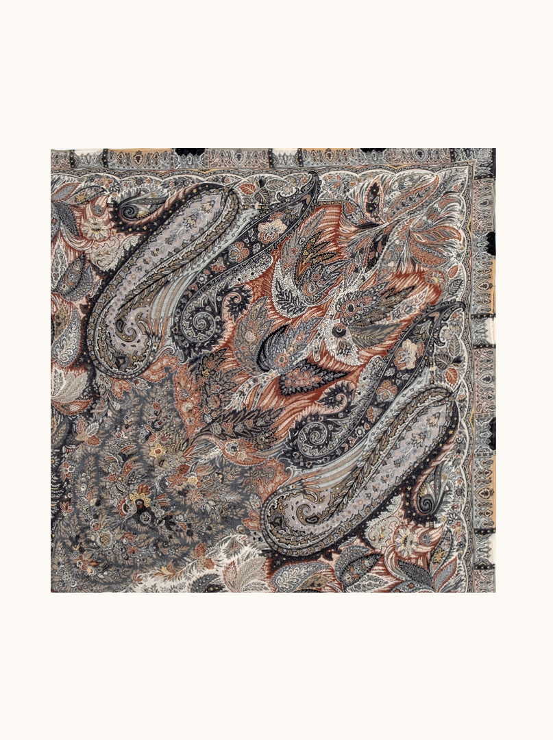 Large scarf 100% silk classic of the orient 105 cm x110 cm image 2