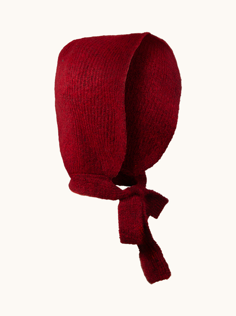 Beanie with binding 100% wool red image 1