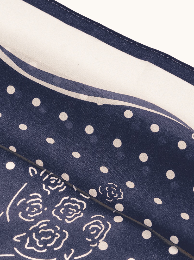 Black silk scarf with geometric patterns 68cm x 68cm image 4