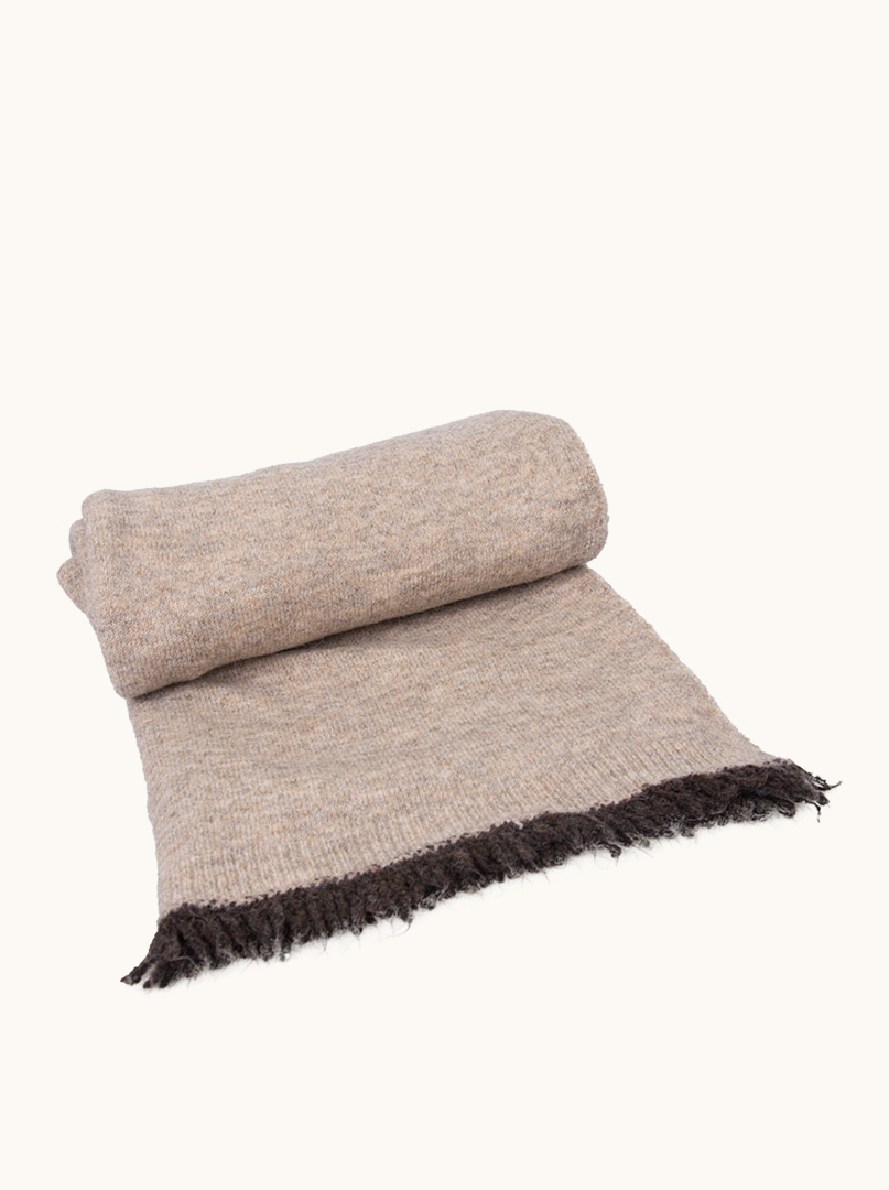 Beige scarf with short tassels 55 cm x 200 cm image 1