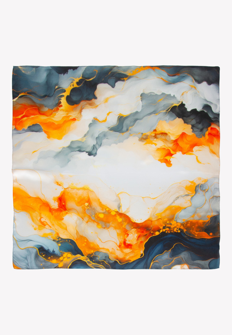 Small silk scarf blue color explosion 53cm x53cm image 1