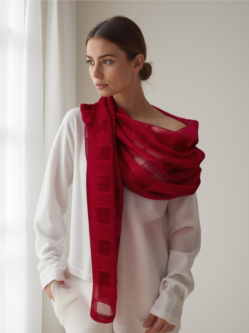 Evening shawl red 75 cm x 190 cm PREMIUM image 1