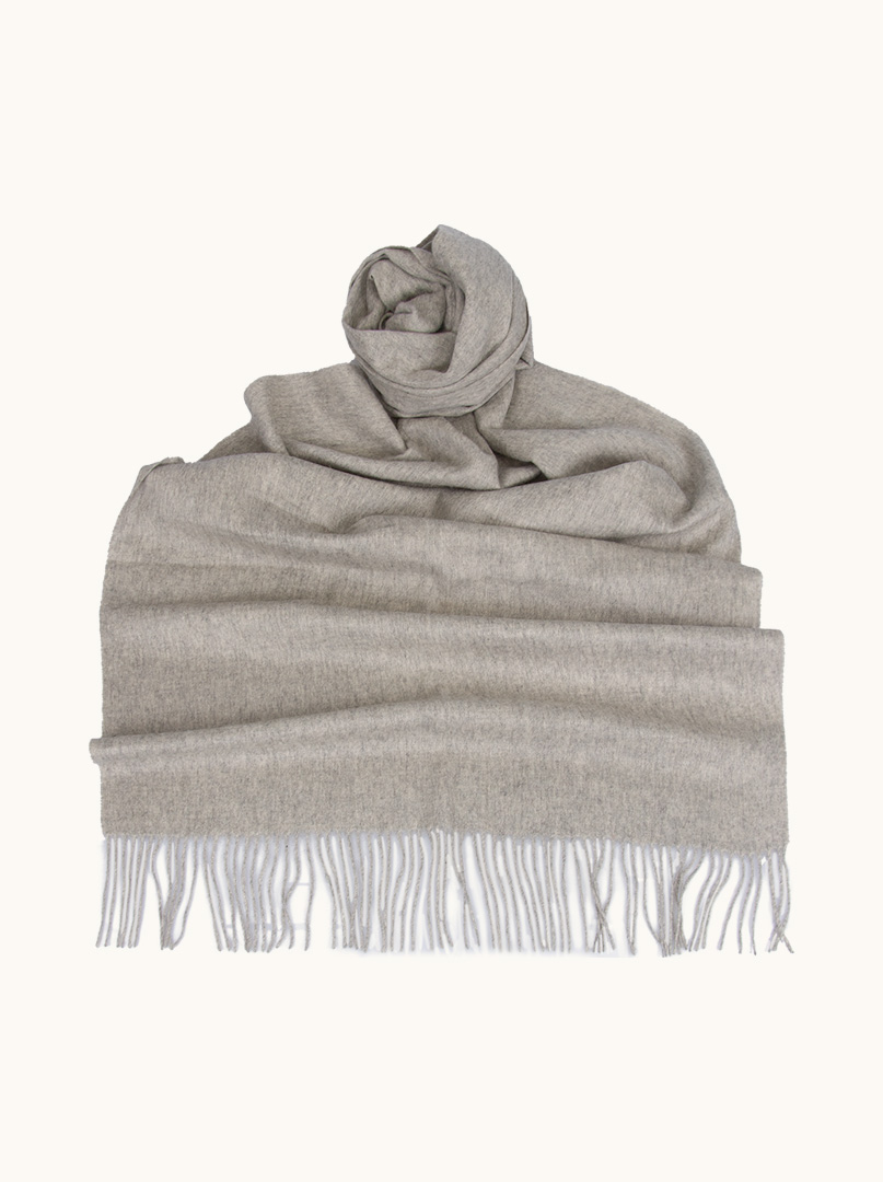 Scarf 100% wool gray with tassels 70 cm x 185 cm image 1