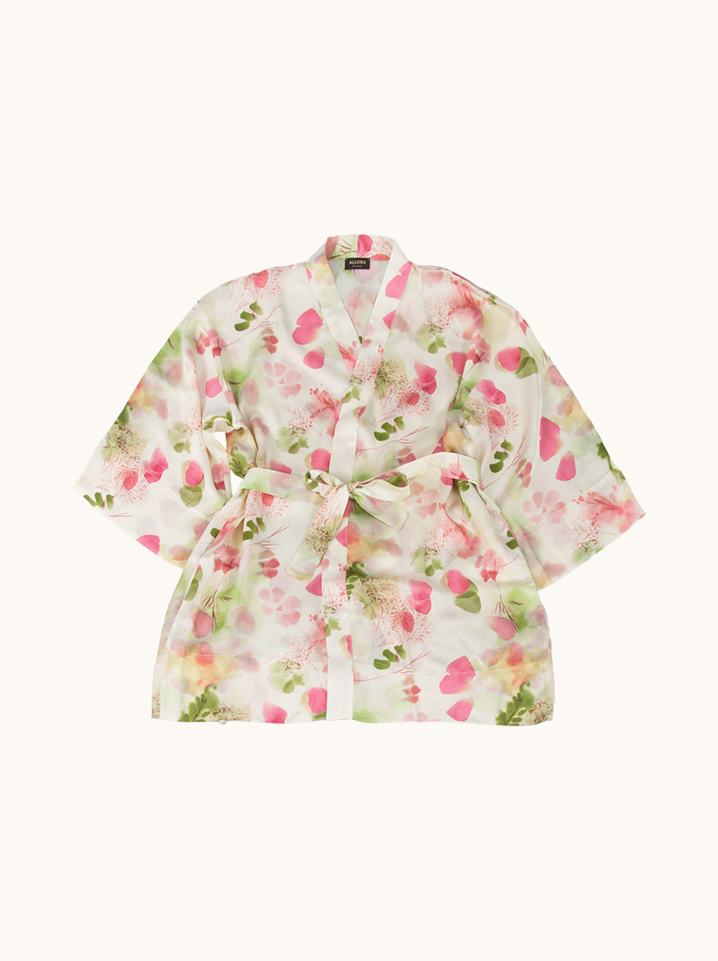 Viscose kimono robe with floral motif PREMIUM image 4