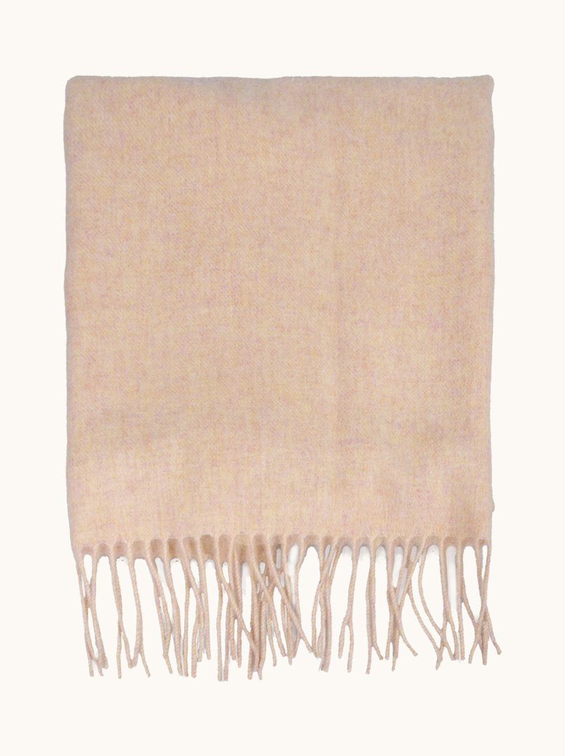 Scarf 100% wool beige with tassels 70 cm x 185 cm image 2