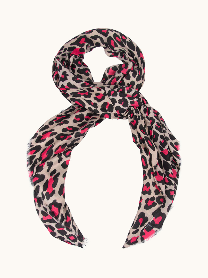 Viscose scarf with animal motif in fuchsia spots 90cm x 180cm image 1