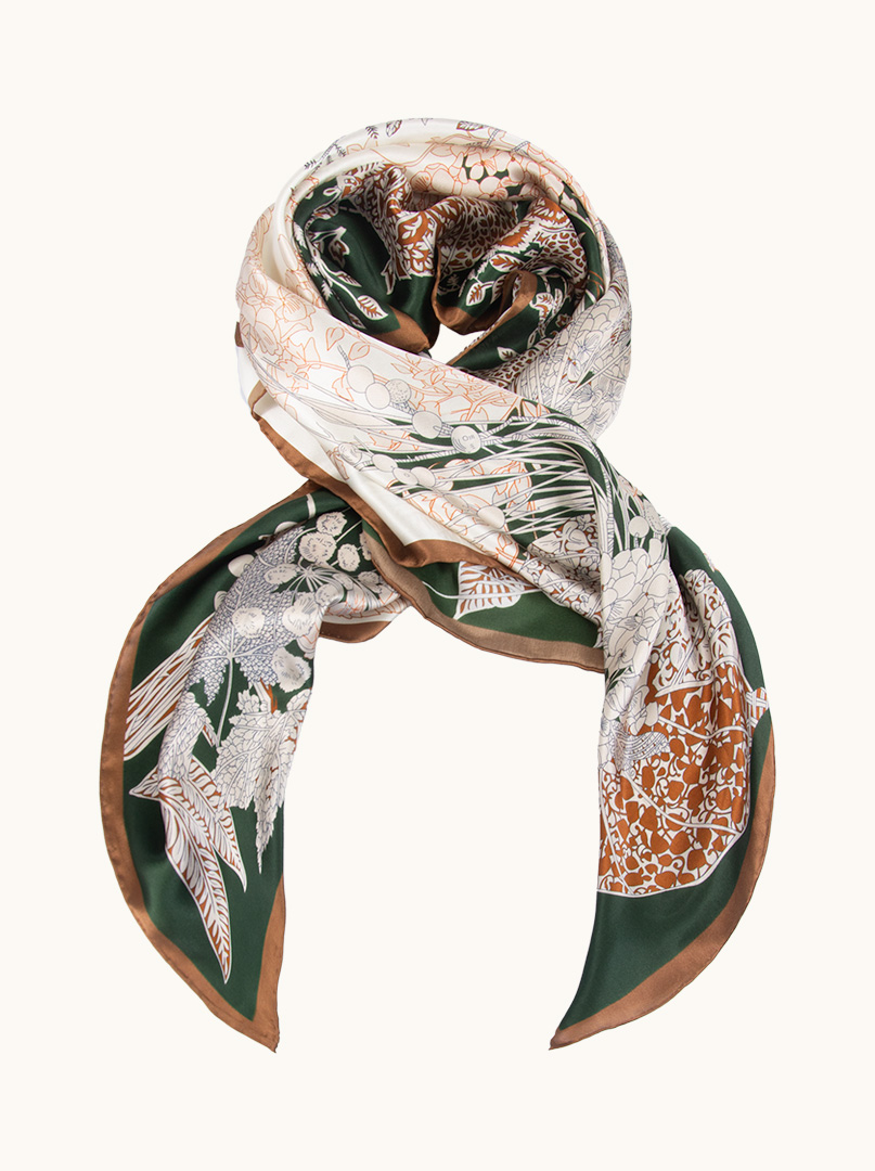 Silk scarf botanical tale 110 cm x 110 cm image 4