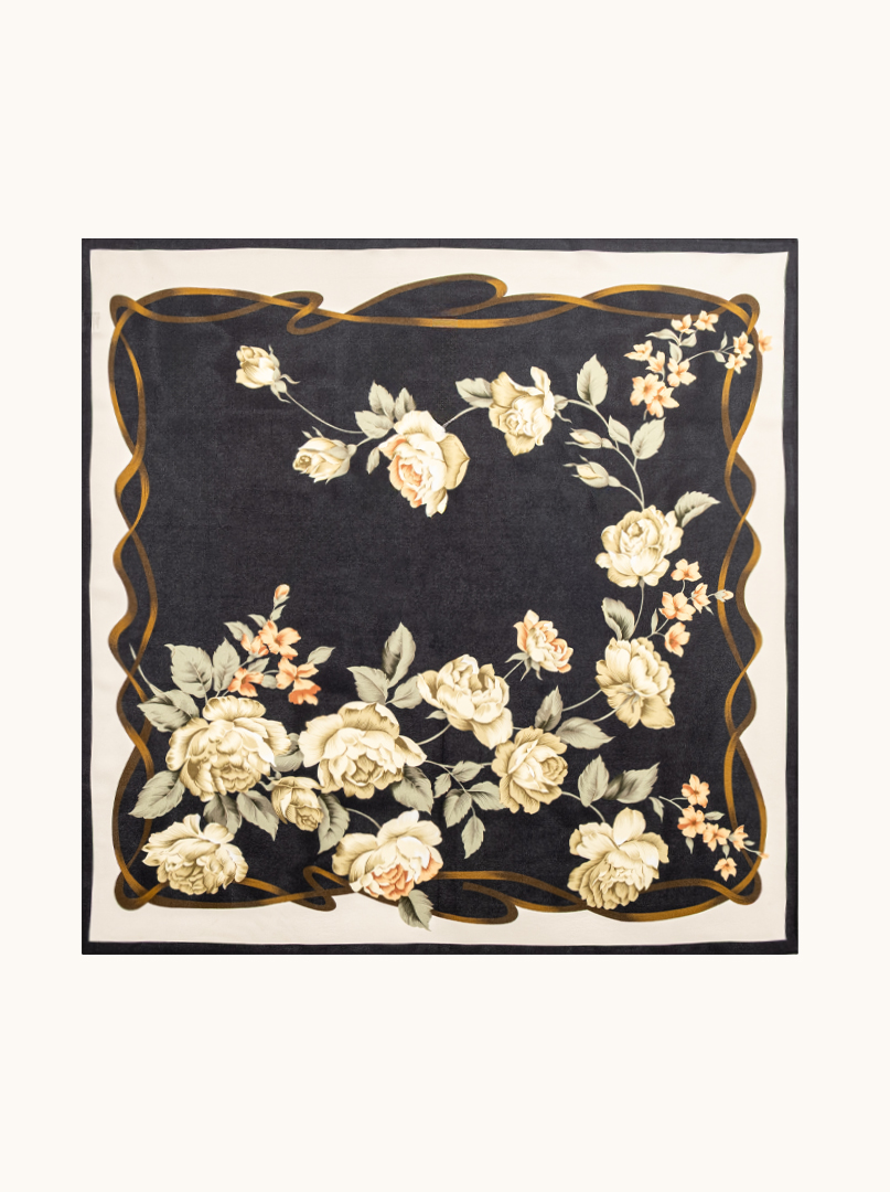 Small women's silk scarf with herringbone pattern, 53 cm x 53 cm image 2