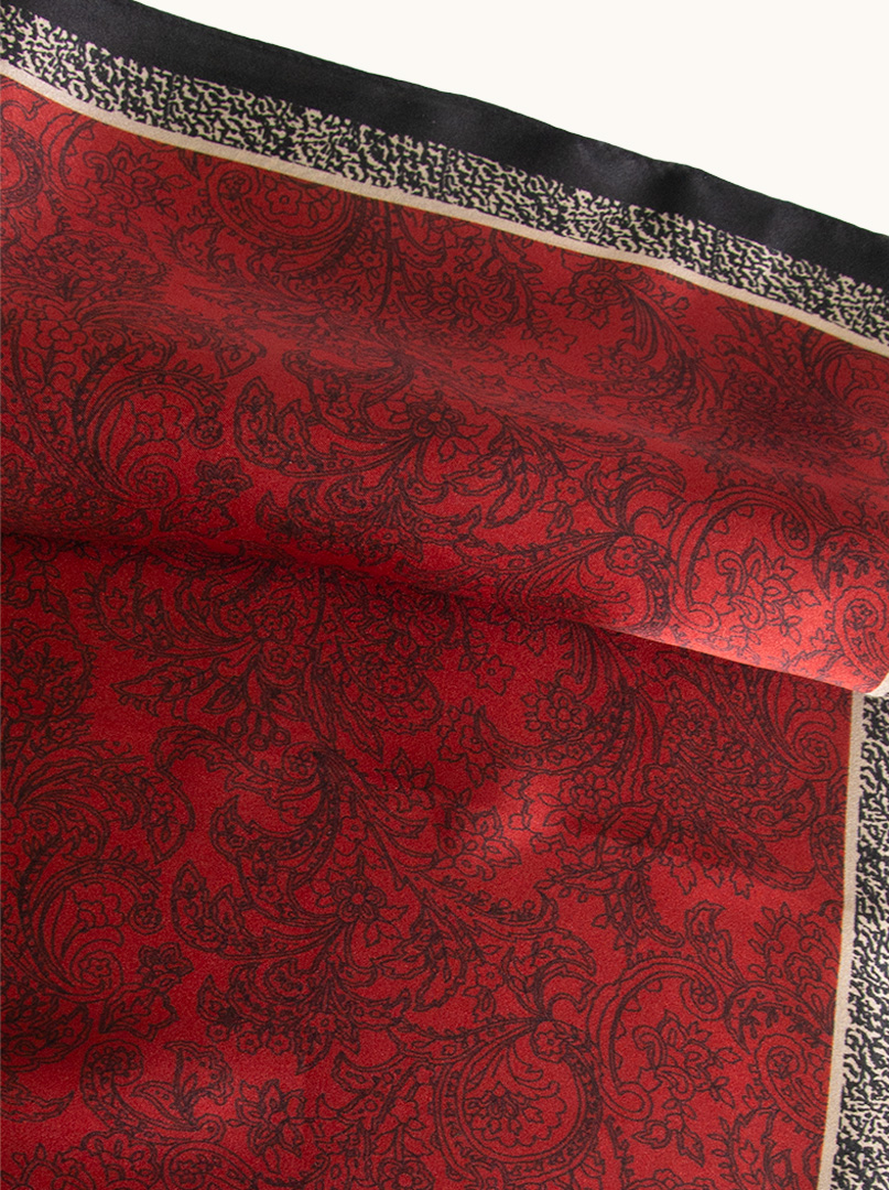 Small women's burgundy silk scarf in paisley 53cm x 53cm image 3