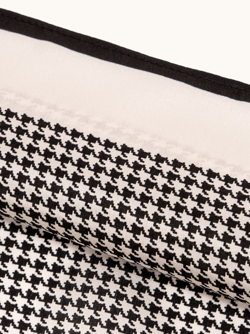 Black silk scarf with geometric patterns 68cm x 68cm image 4
