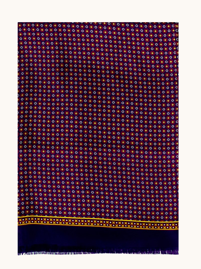 Exclusive men's navy blue scarf with geometric pattern, 25 cm x 160 cm image 2