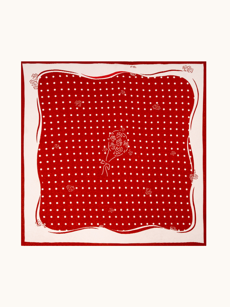 Brown silk scarf with geometric patterns 68cm x 68cm image 2