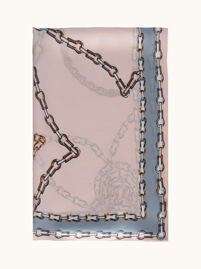 Pink silk scarf with chains 55cm x 175cm image 4
