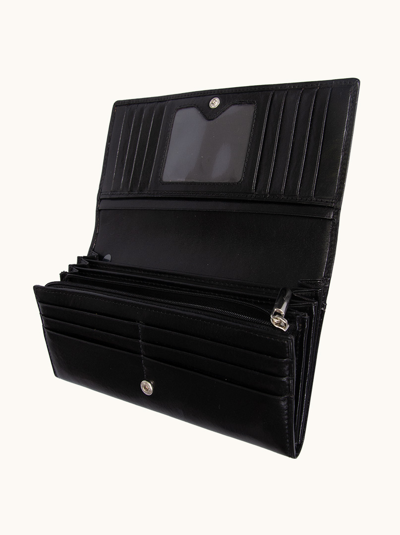 Large black Allora wallet in cowhide leather - Allora image 2