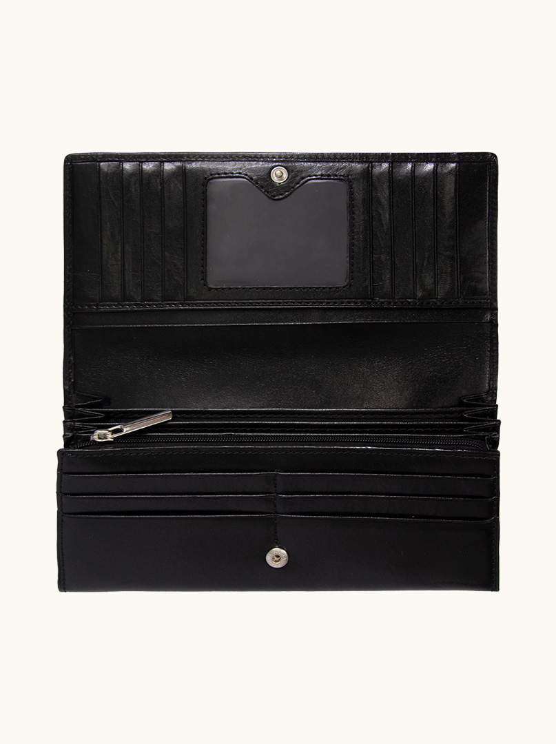 Large black Allora wallet in cowhide leather - Allora image 4