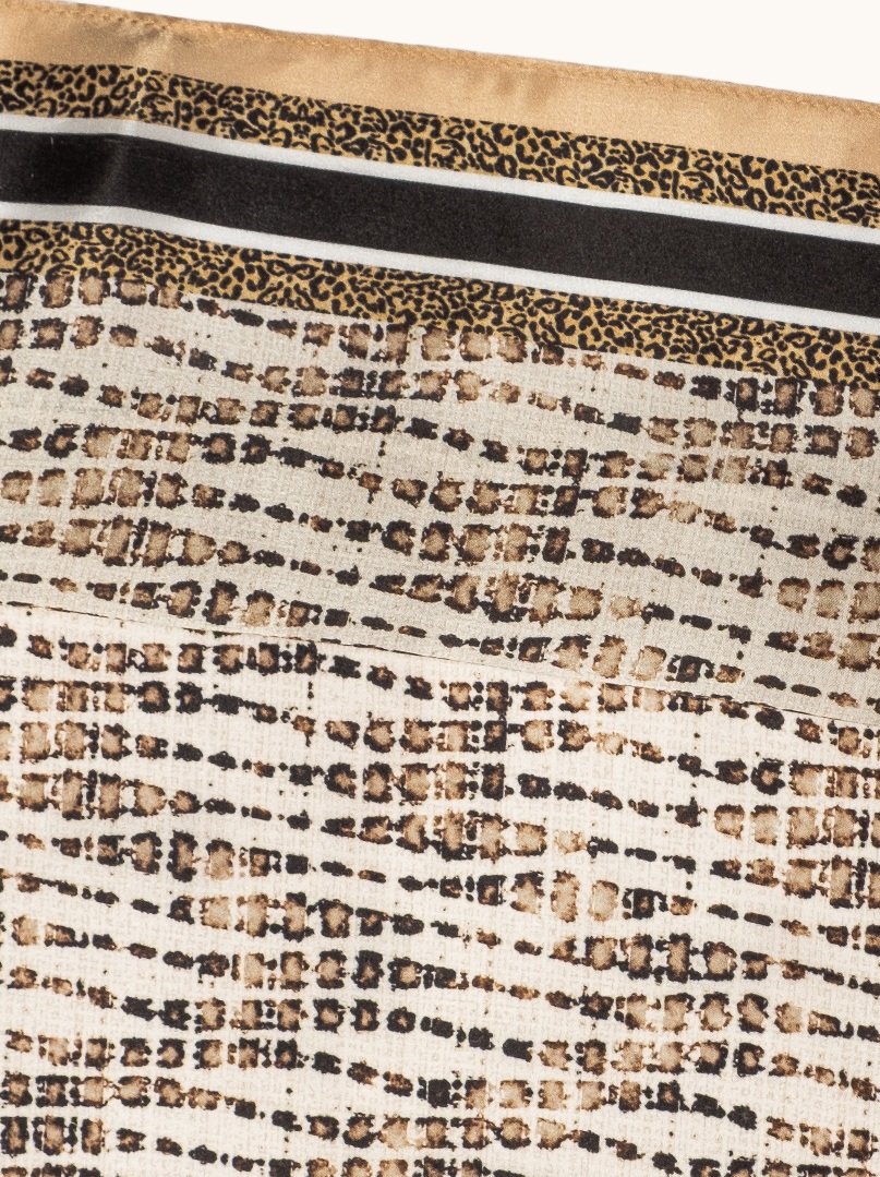 Black silk scarf with geometric patterns 68cm x 68cm image 4