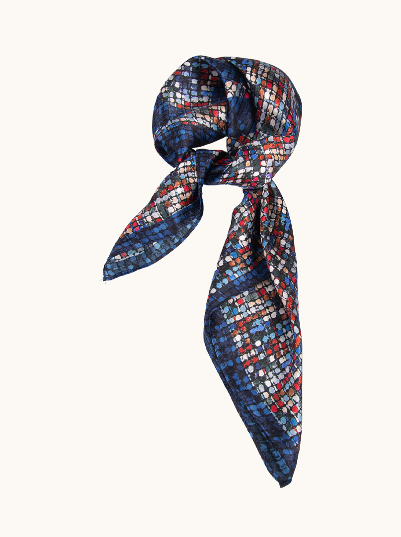 Silk scarf 70x70cm in navy blue shade image 2