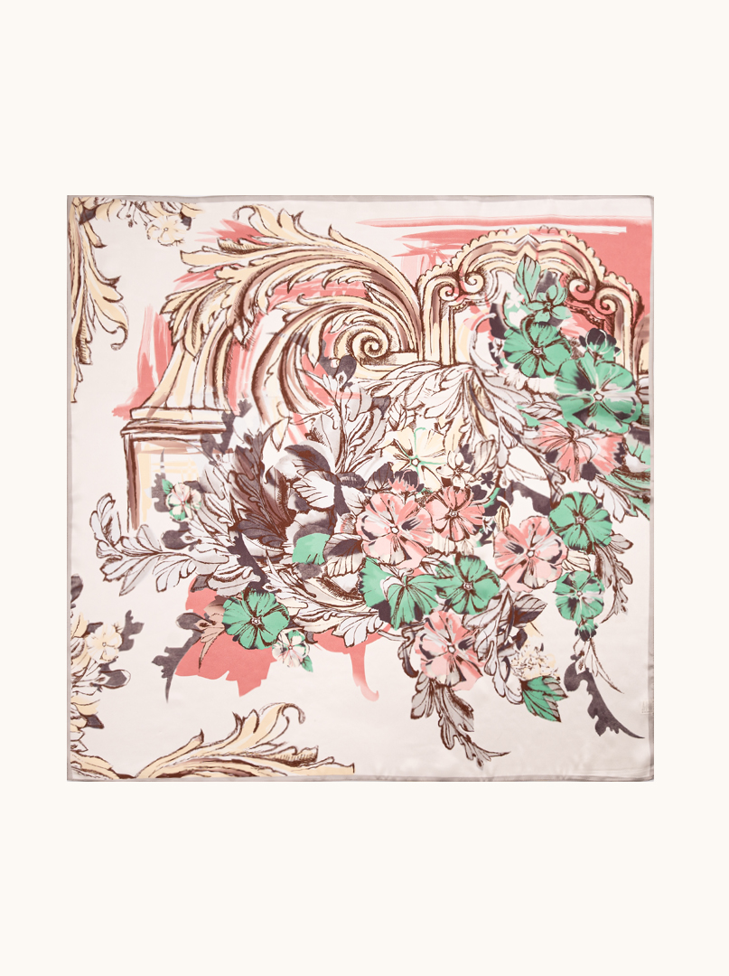Large silk scarf with oriental pattern, 90 cm x 90 cm image 2