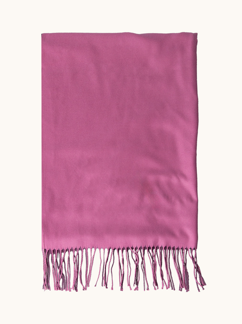 Double-sided purple and pink scarf with tassels 70 cm x 170 cm image 2